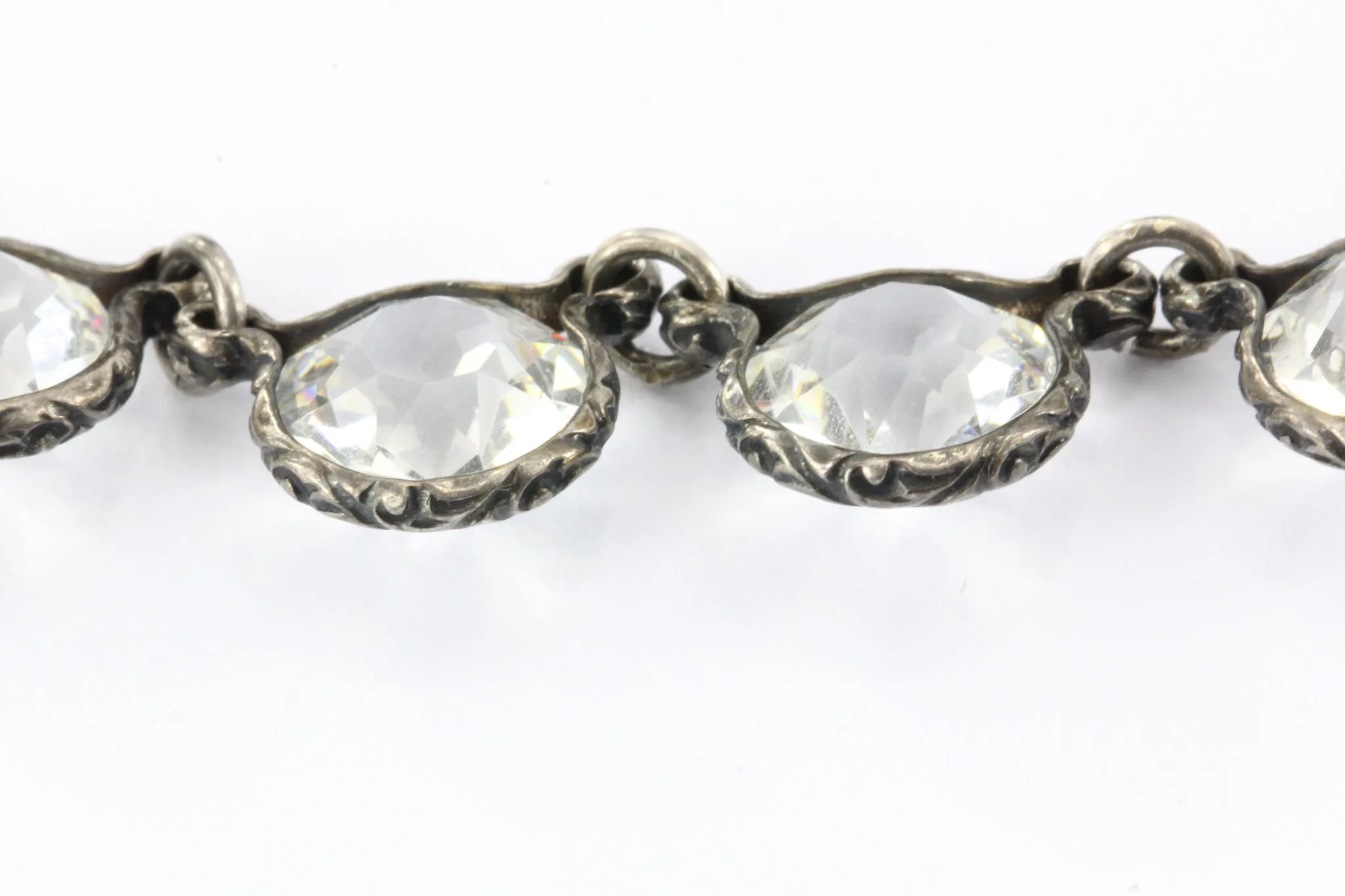 Antique Victorian Sterling Silver Paste / Crystal Necklace