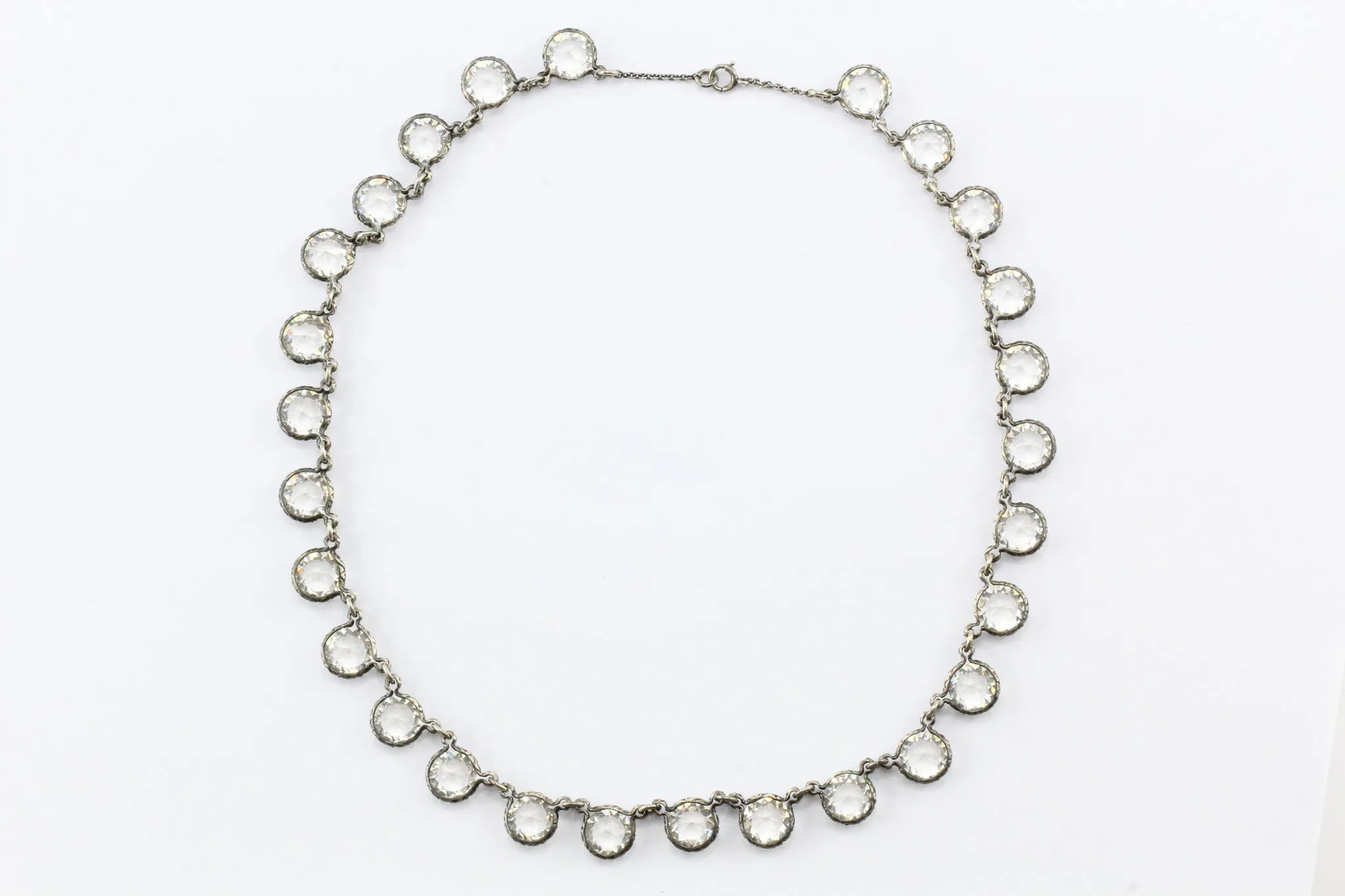 Antique Victorian Sterling Silver Paste / Crystal Necklace