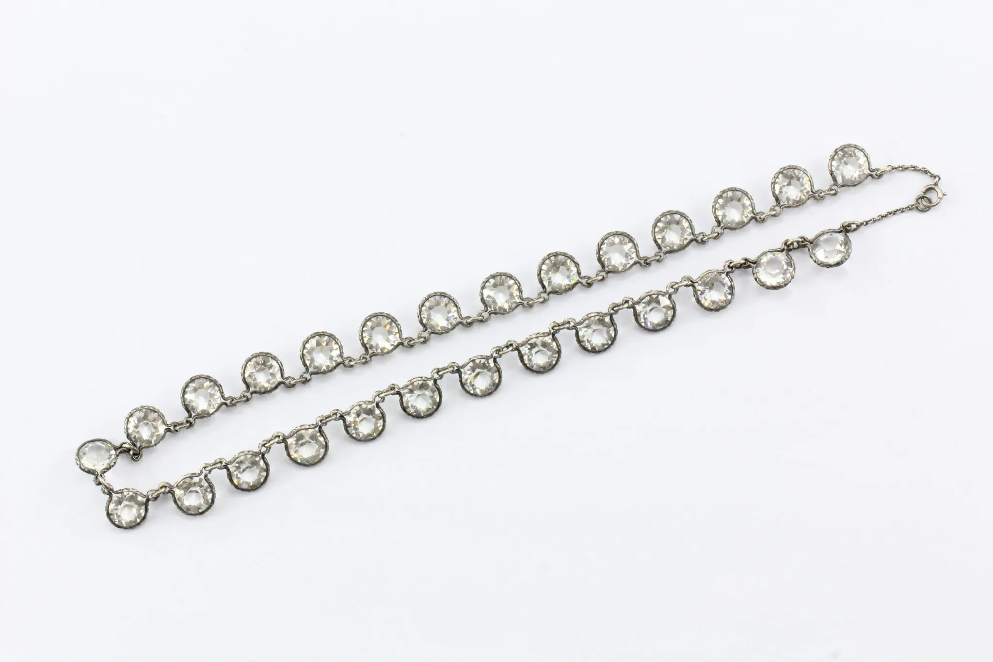 Antique Victorian Sterling Silver Paste / Crystal Necklace