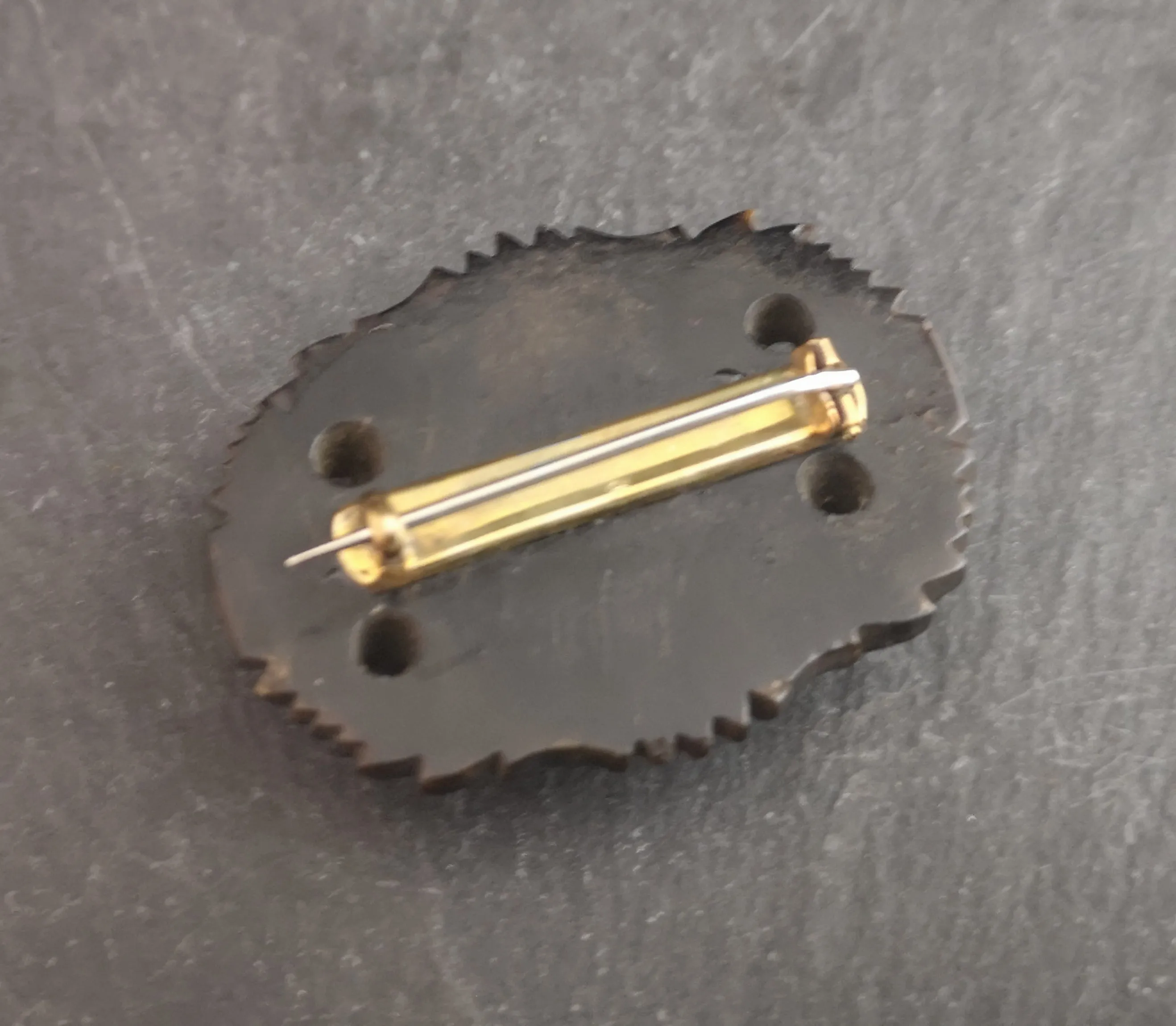 Antique Victorian whitby jet brooch