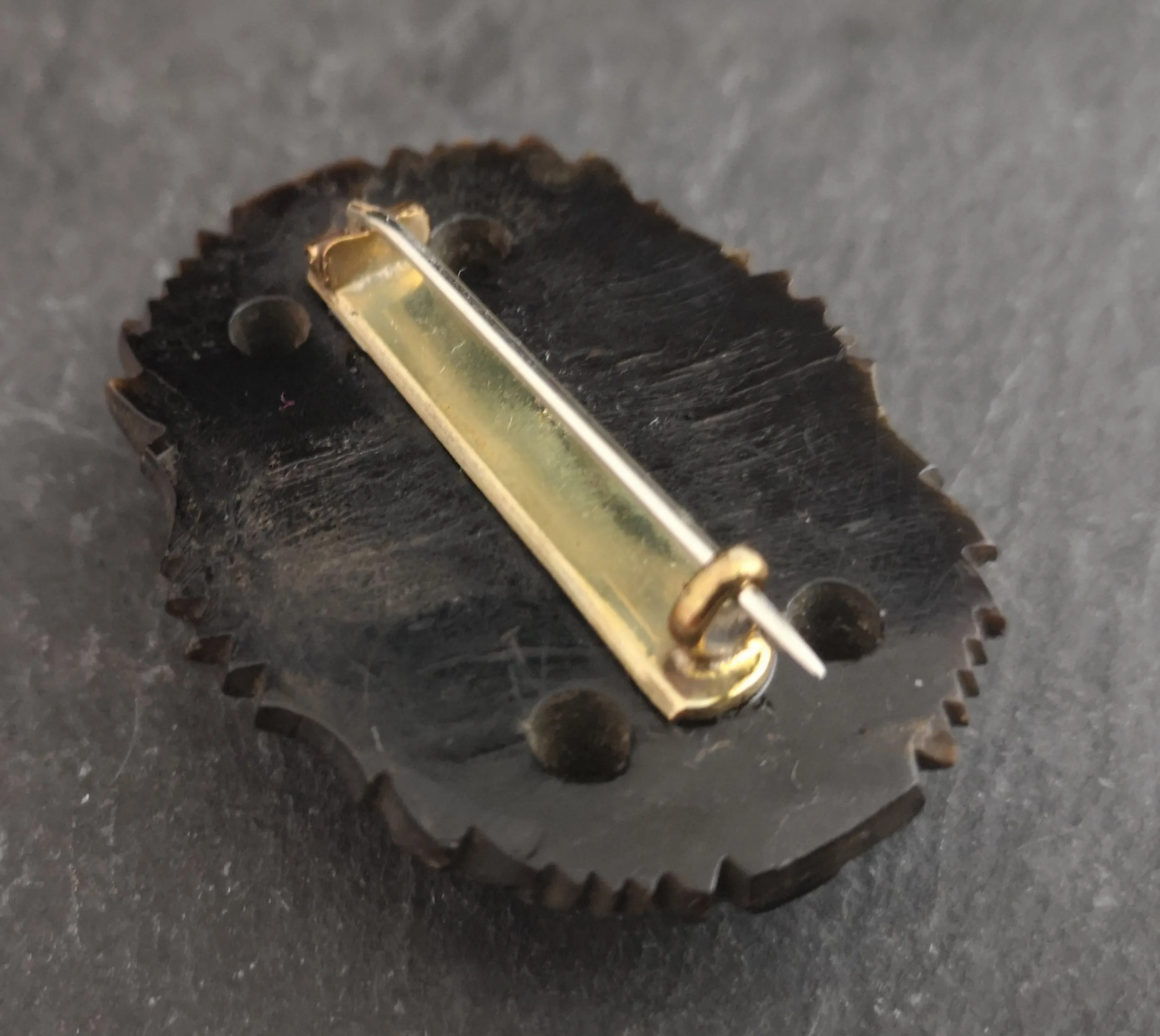 Antique Victorian whitby jet brooch
