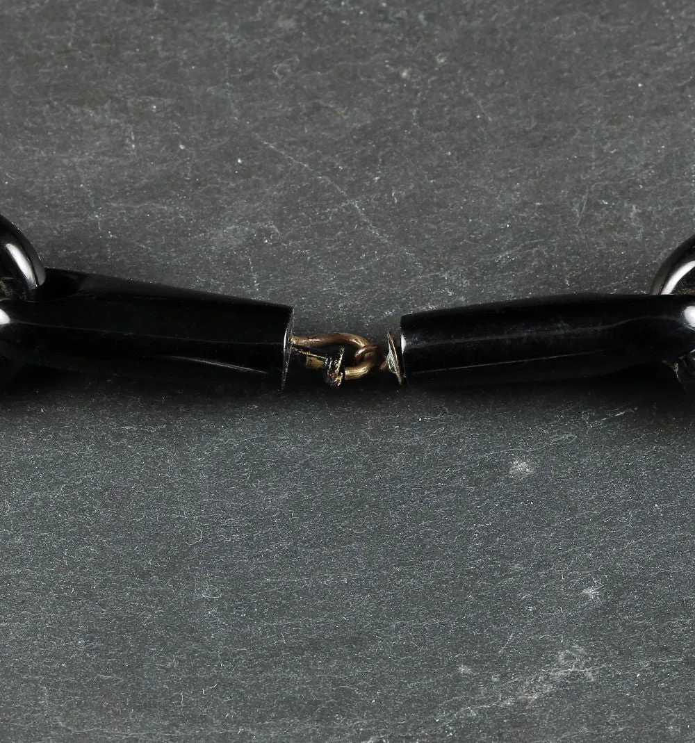 Antique Victorian Whitby Jet Necklace Three Jet Pendants Circa 1860