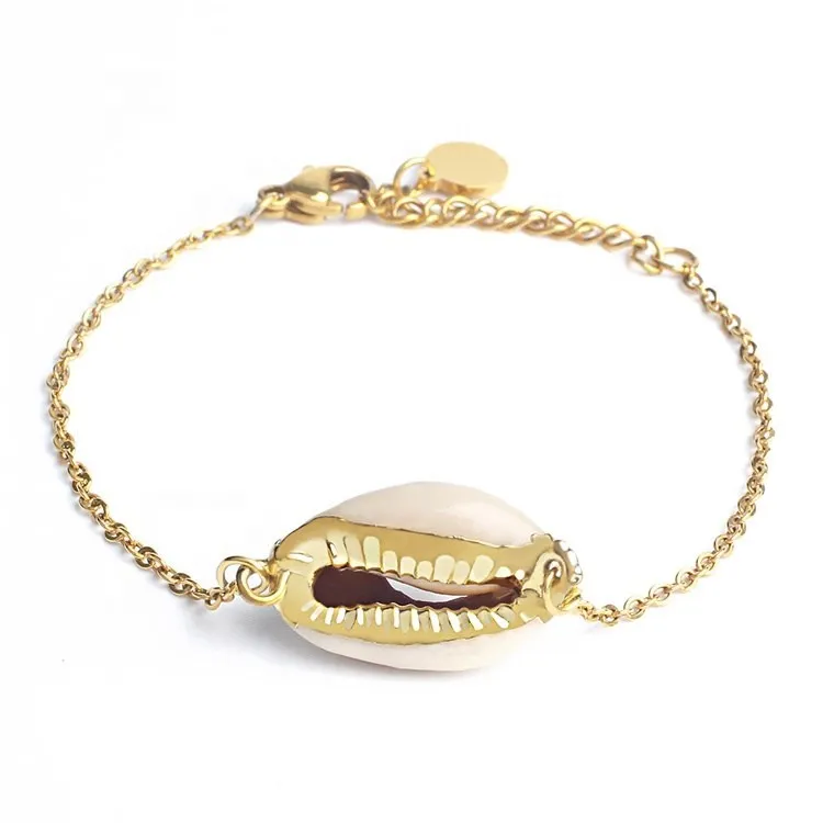 Arlo Cowry Shell 14K Gold Plated Anklet