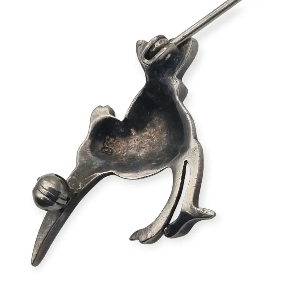 Art Deco enamelled 935 silver exotic bird brooch, circa 1930.