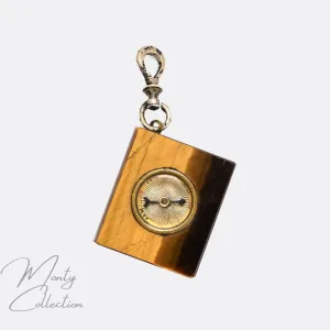 Art Deco Tiger's Eye Book Compass Pendant