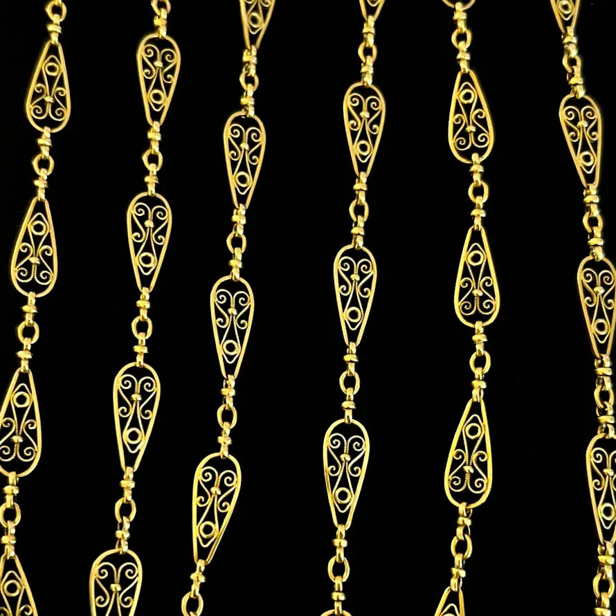 Art Nouveau French 18k Gold Long Chain 60"