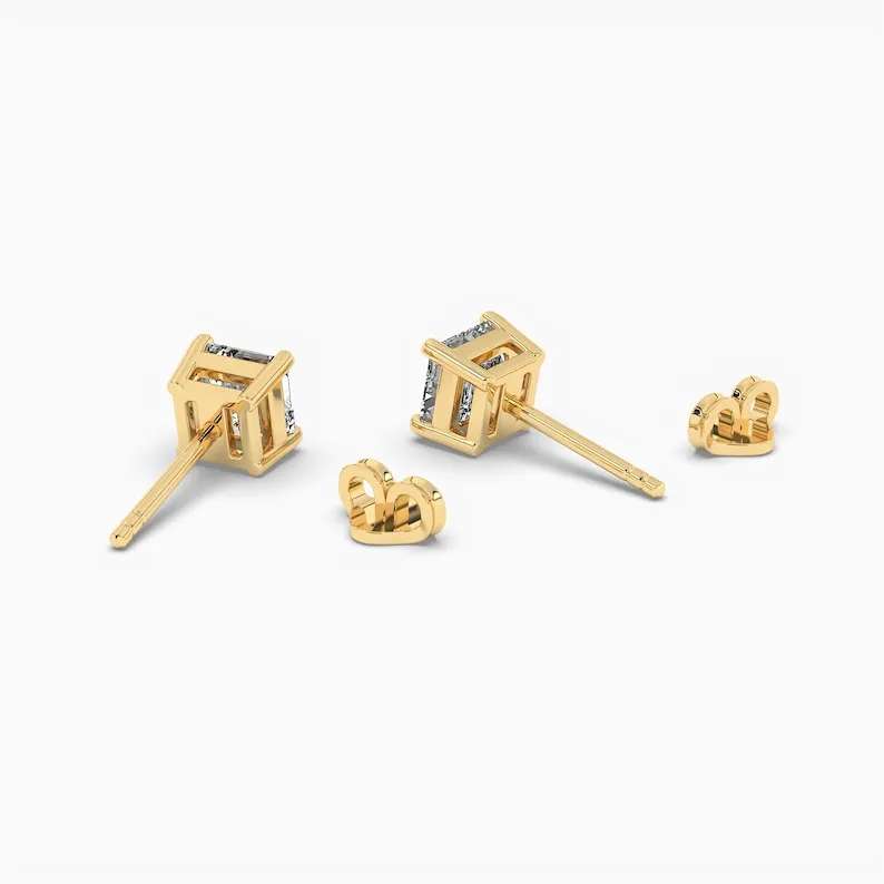 Asscher Cut Moissanite Stud Earrings For Men, Women,Unisex