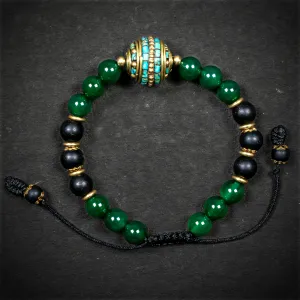 Aventurine and Matt Onyx Prosperity and Protection Bracelet