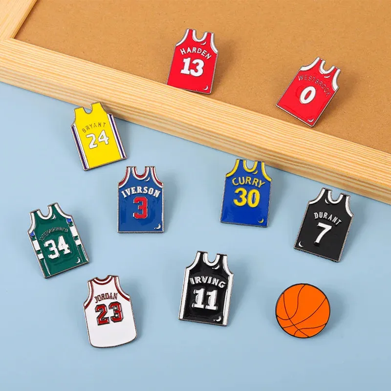 Basketball Clothes Brooch Cartoon Commemorative Gift Metal Badge Accessories Wholesale Bag Pins for Backpacks Backpack Pin Lapel