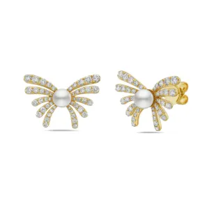 Bassali 14K Yellow Gold Pearl and Diamond (0.83ct) Earrings