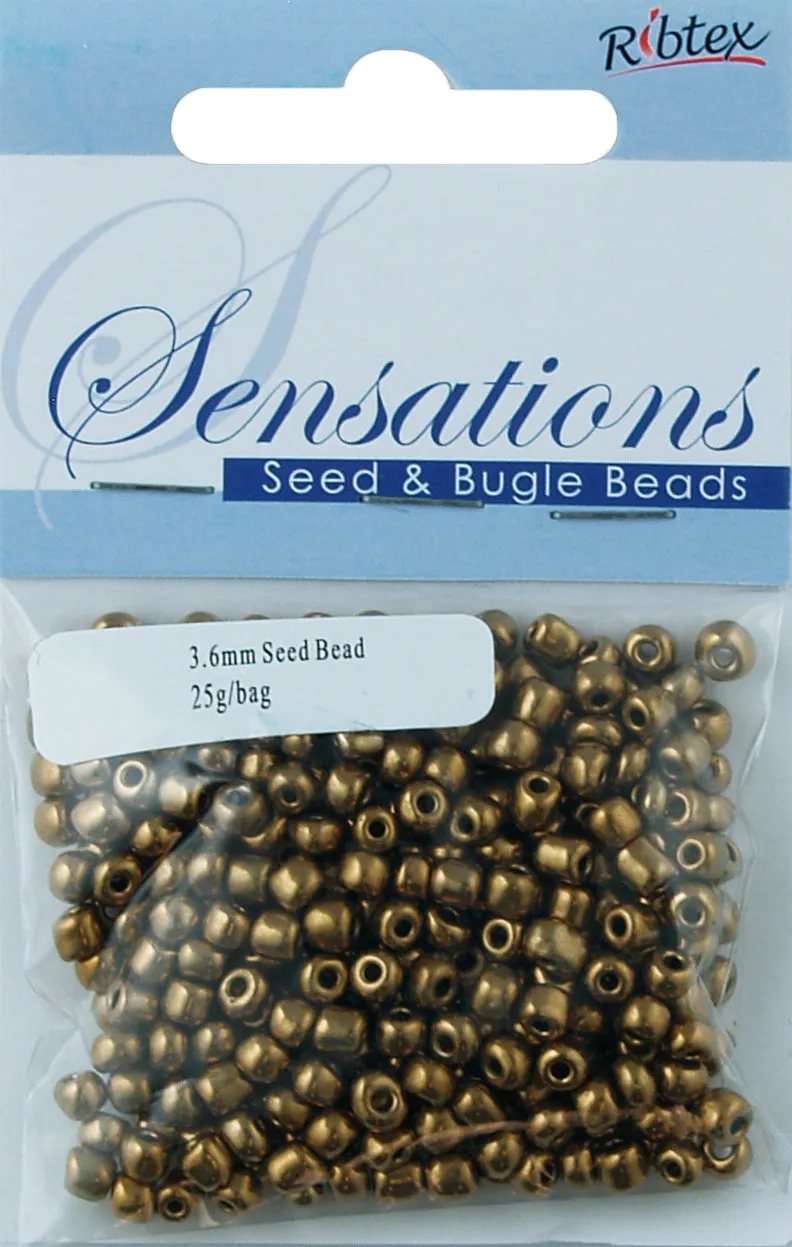 BEAD GLASS SEED 3.6MM ANT MET GOLD 25G
