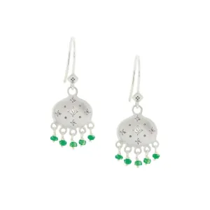 Beaded Emerald New Moon Earrings