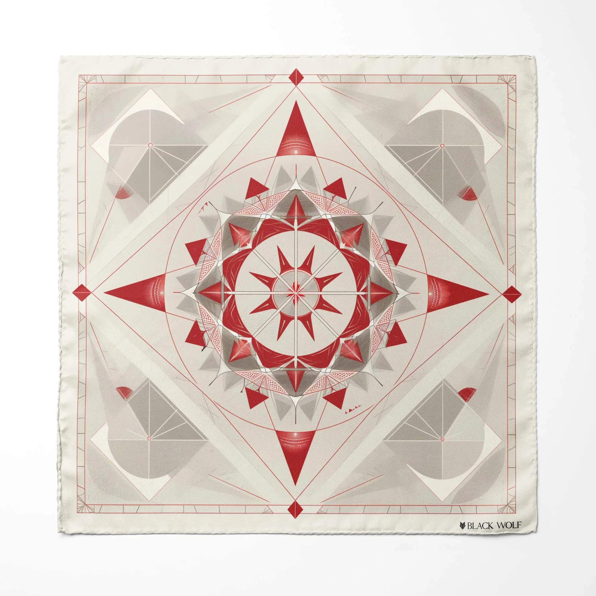 BEAUTIFUL STAR GEOMETRIC SILK ASCOT WITH LAPEL PIN AND POCKET SQUARE