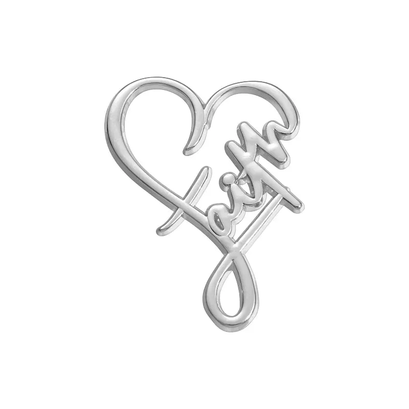 Believers Live Forever Jesus Enamel Pins Heart Cross Brooches