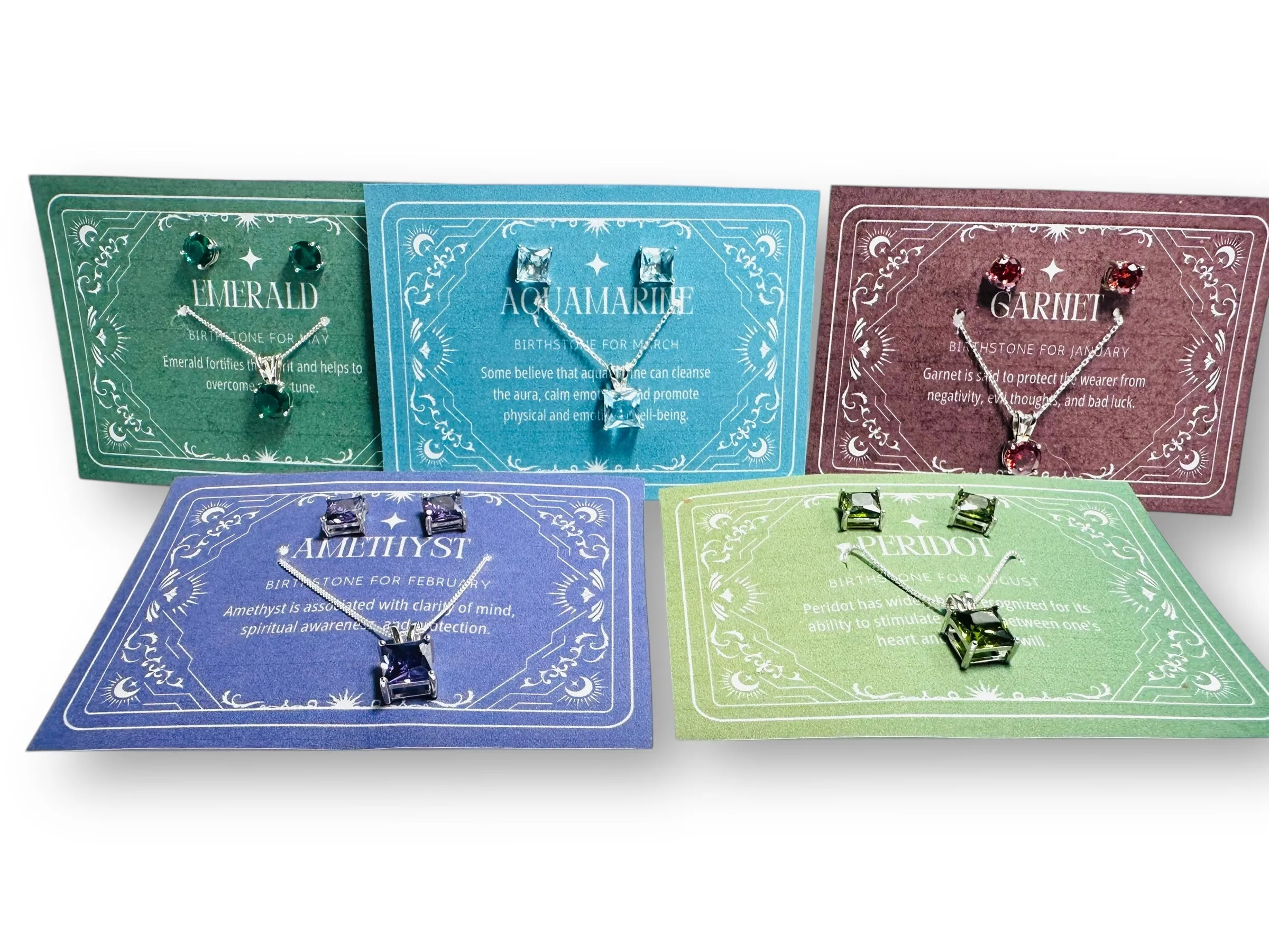 Birthstone Jewelry Set, Gemstone Earrings and Necklace sets