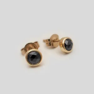Black Diamond 14K Yellow Gold Stud Earrings - Sold as Pair