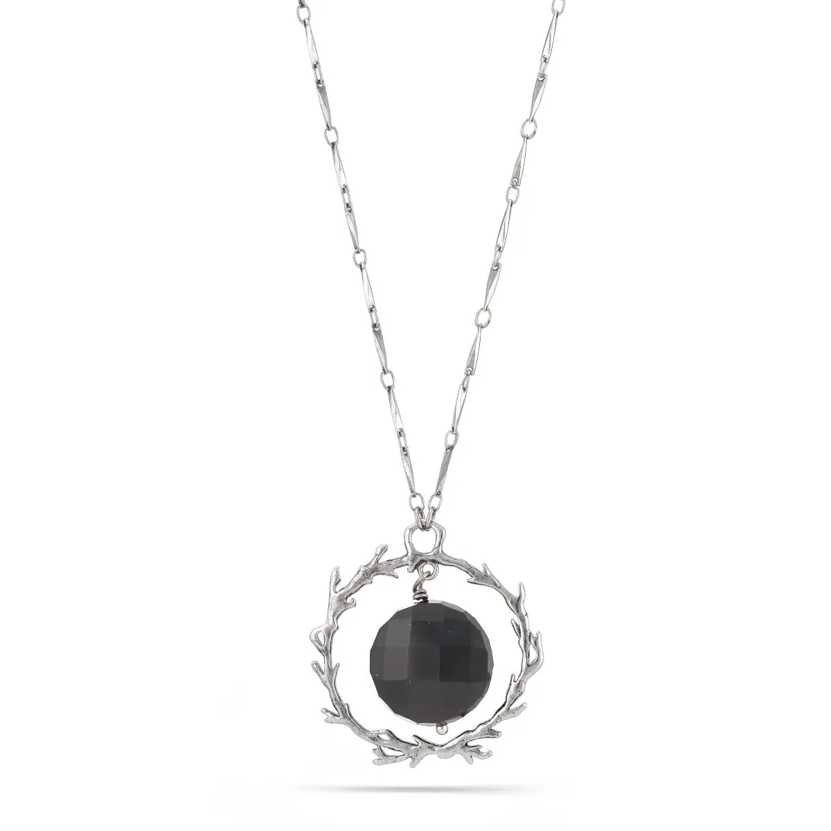 BLACK FACETED STONE DROP  NECKLACES #156BK1301 (4F1)