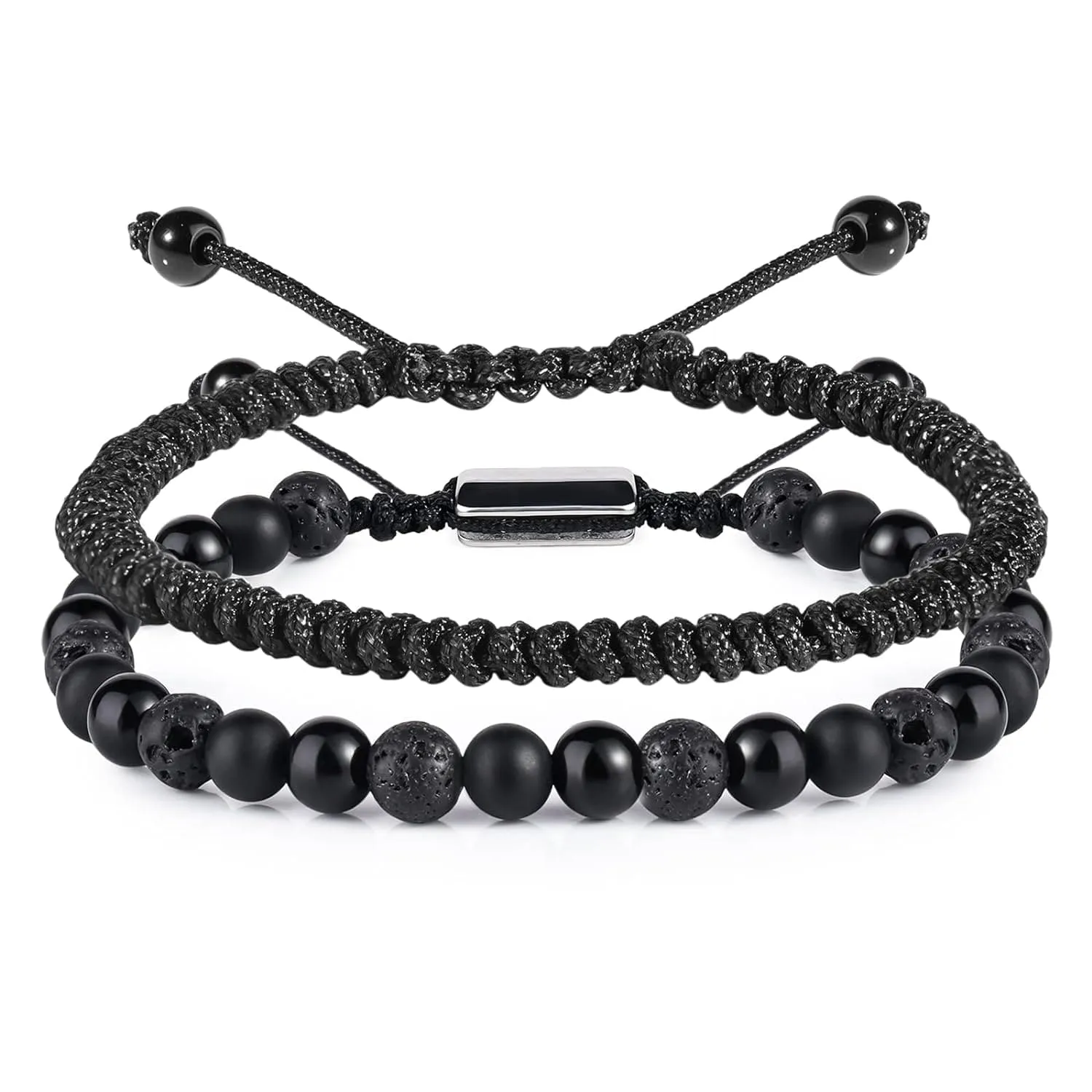Black Obsidian Oynx Lava Beaded Bracelet