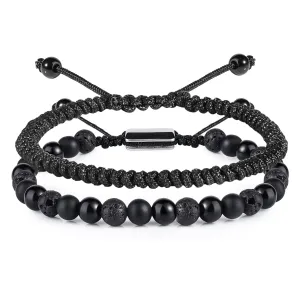 Black Obsidian Oynx Lava Beaded Bracelet