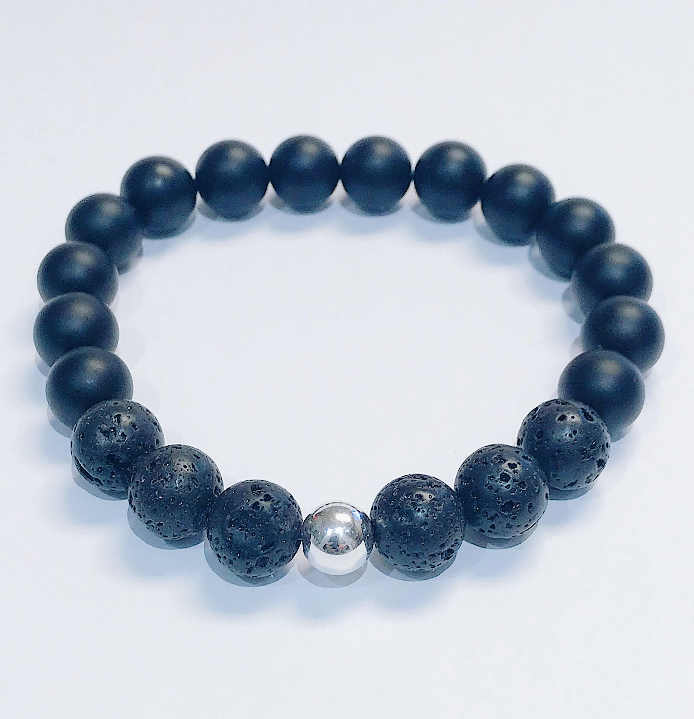 Black Onyx   Lava  Mens Bracelet
