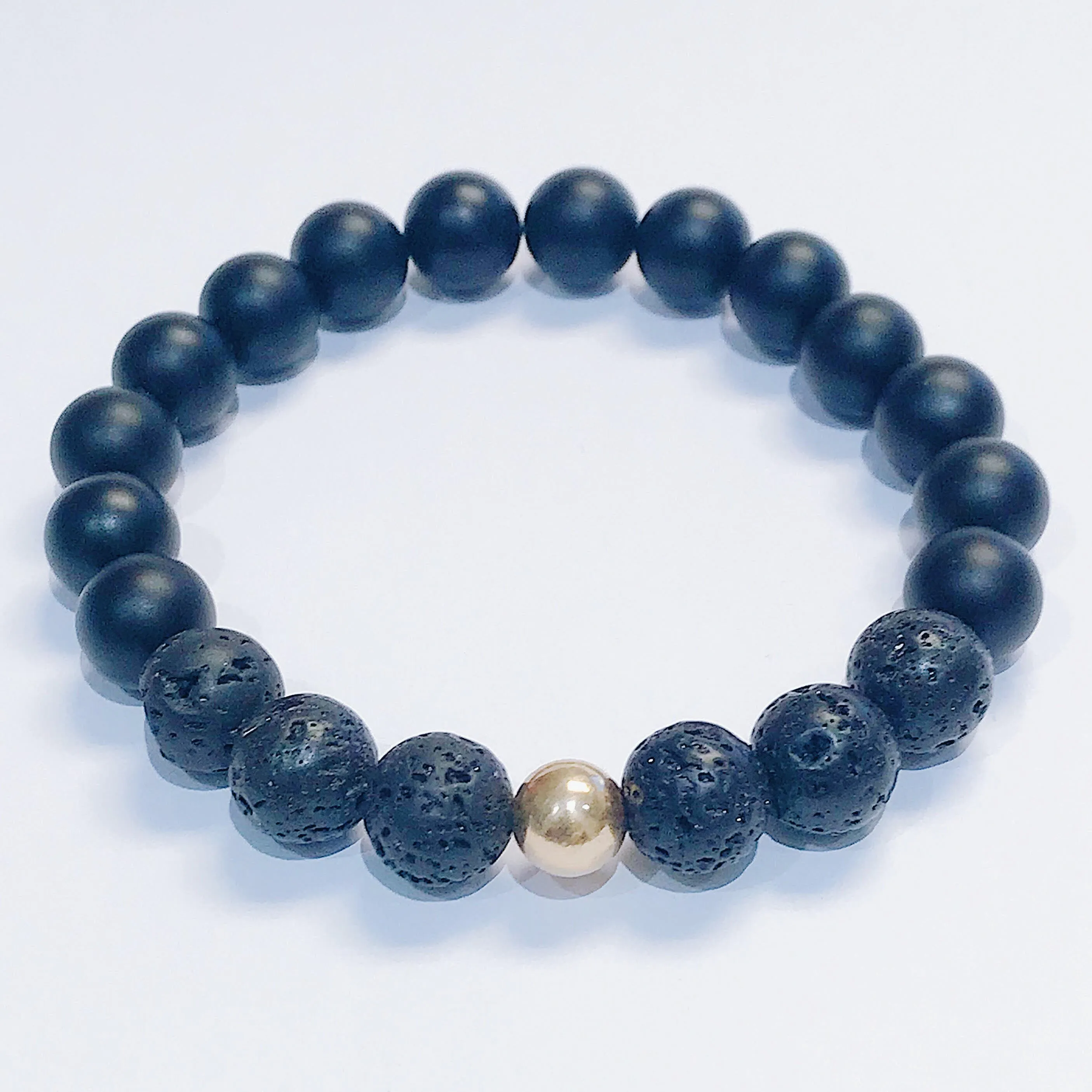Black Onyx   Lava  Mens Bracelet