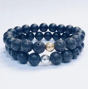 Black Onyx   Lava  Mens Bracelet