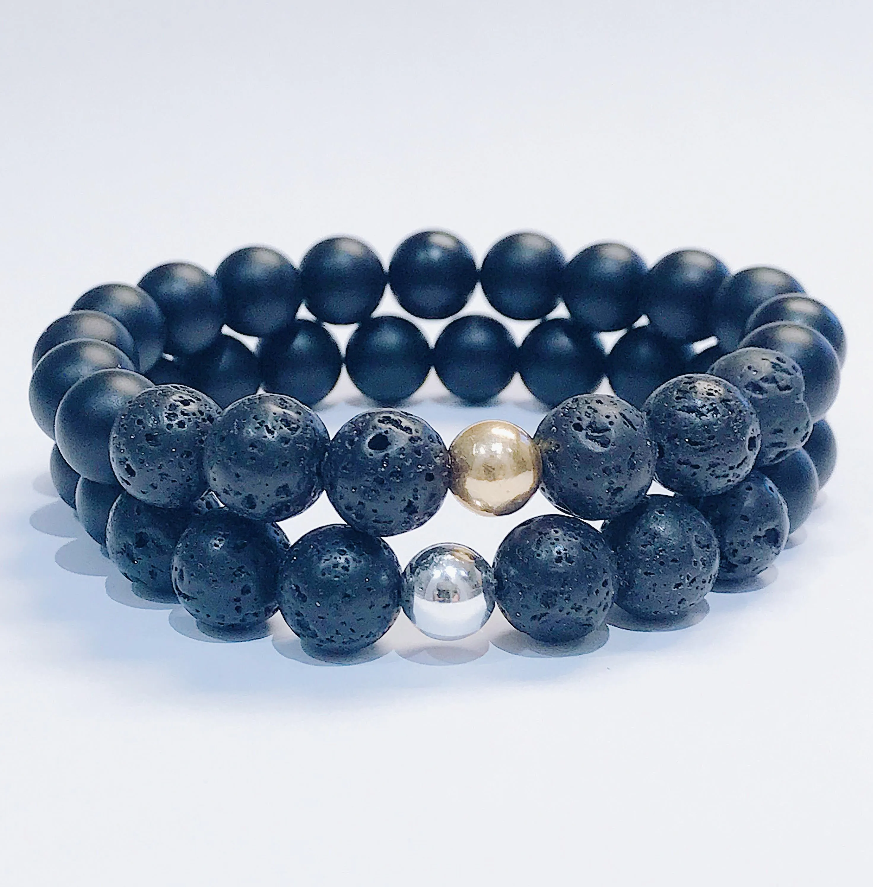 Black Onyx   Lava  Mens Bracelet
