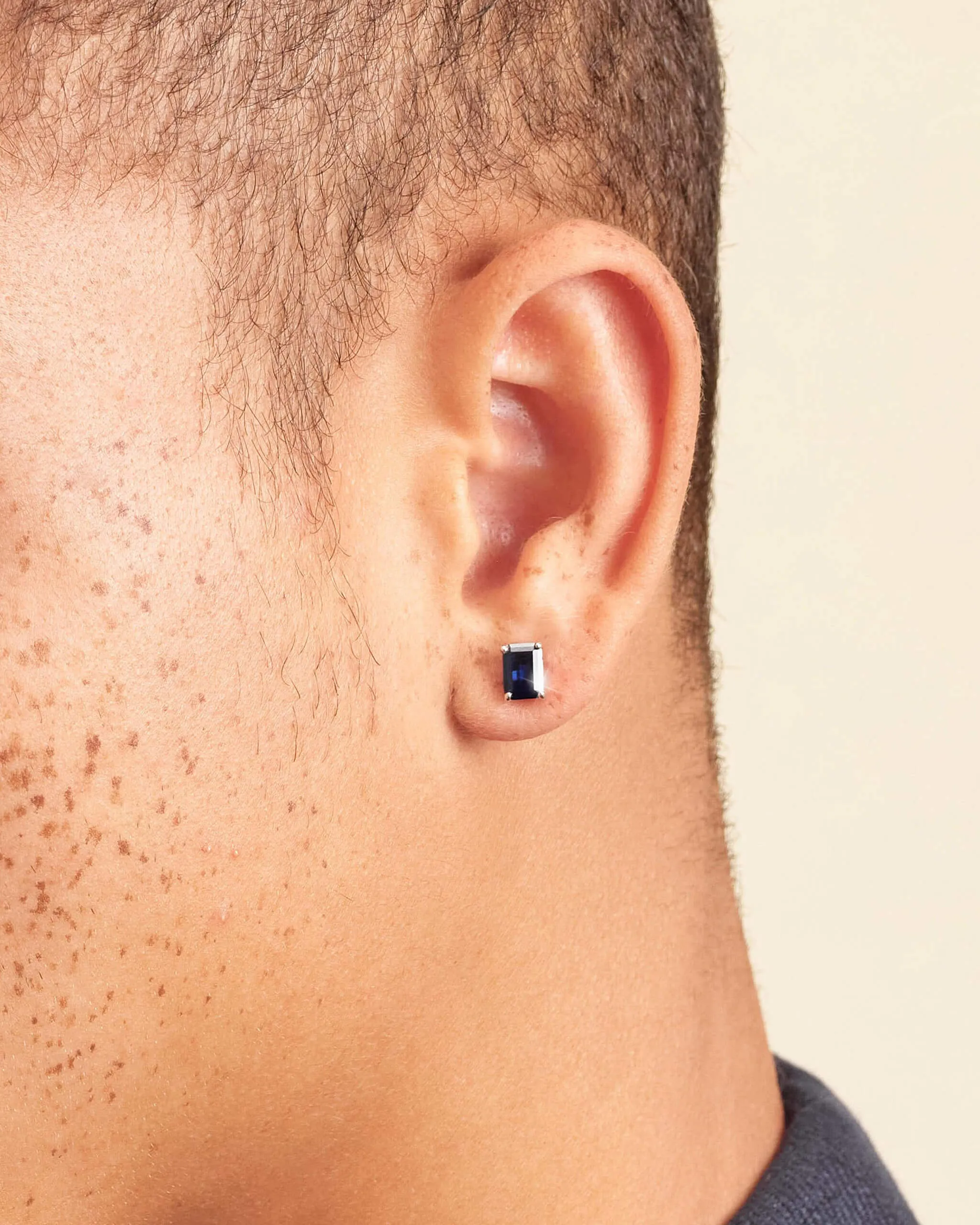 Blue Emerald Cut Stud Earrings