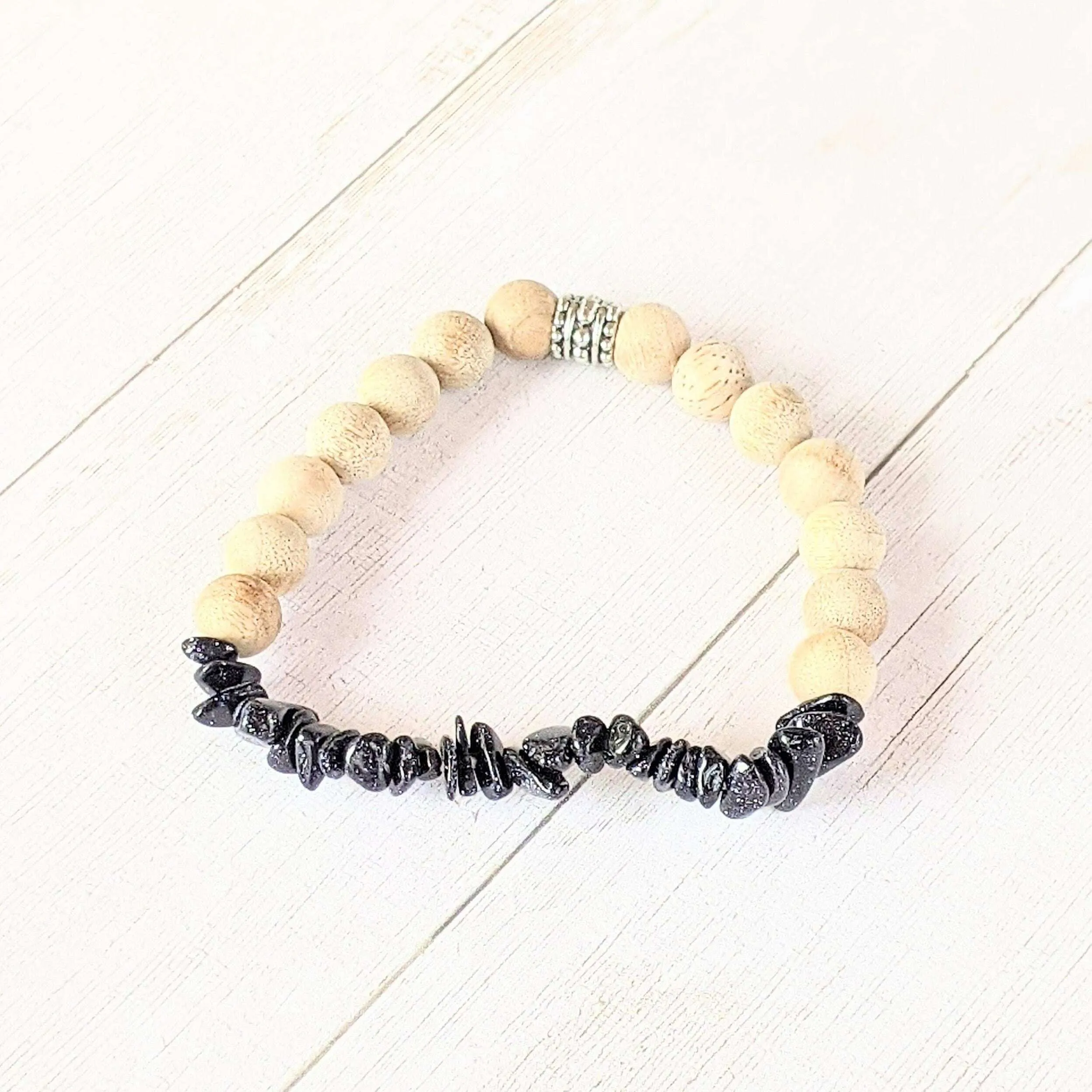 Blue Goldstone Gemstone Chip Diffuser Bracelet- Serenity Bracelet