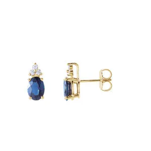 Blue Sapphire & Diamond Accented Earrings