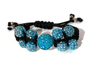 Boho- chic handmade bracelet, macramé wrap, The Blue Shamballa bracelet, blue beads
