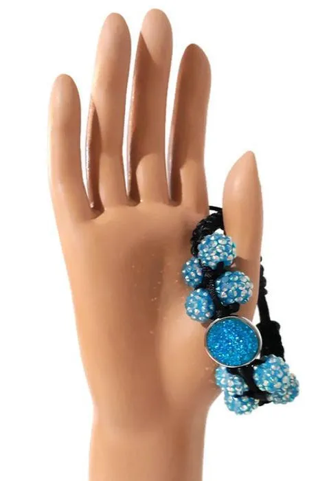 Boho- chic handmade bracelet, macramé wrap, The Blue Shamballa bracelet, blue beads