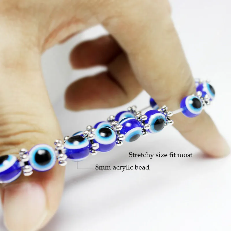 Bracelet 2Pcs /Set 7 Chakra Bead Lava Stone Bracelet Evil Blue Eye Beaded Charm