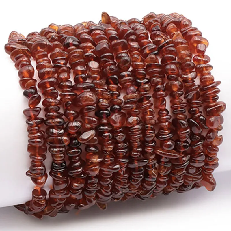 Bracelet grenat brun hessonite Etats-Unis A (perles baroques)