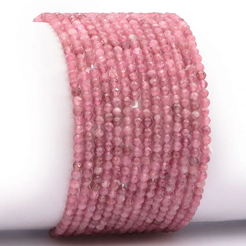 Bracelet tourmaline rose ou rubélite  Brésil A (perles facettées 3-4mm)