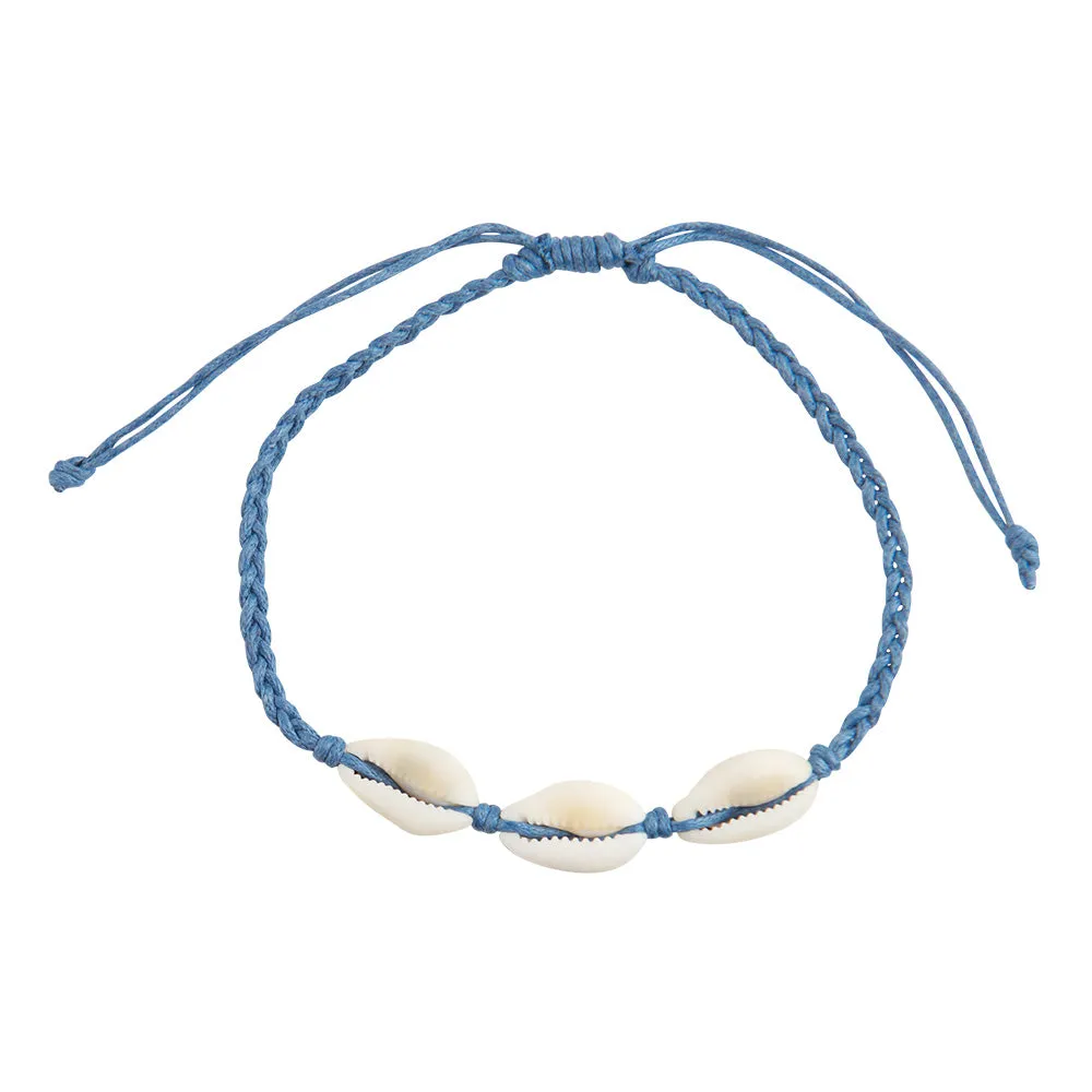 Braided Linen Triple Cowry Anklet