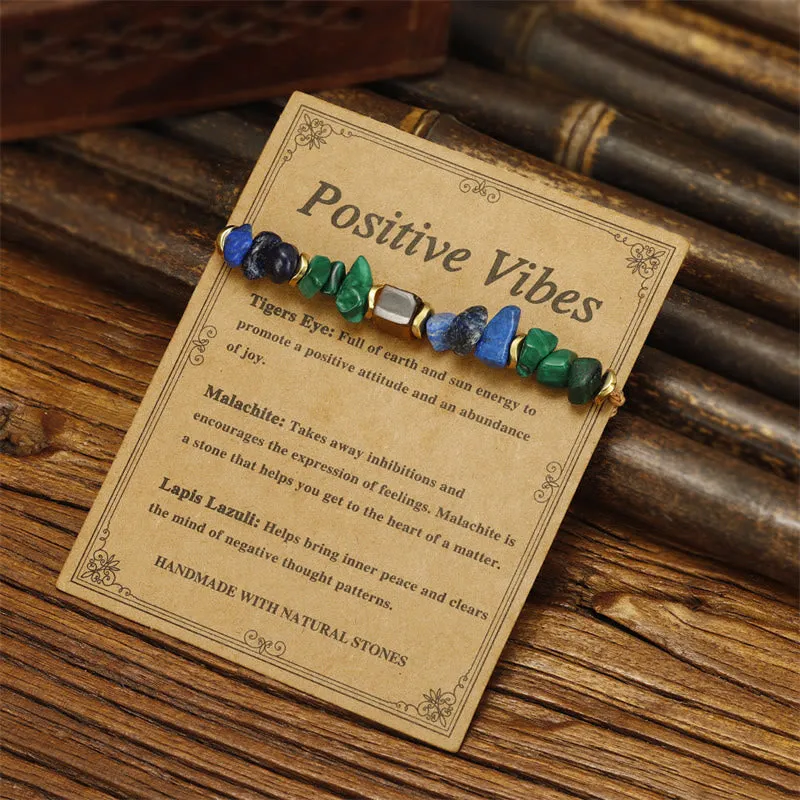 Buddha Stone Positive Vibes Malachite Tiger's Eye Lazurite Anti-anxiety Bracelet