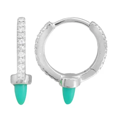 BULLET PROOF -TURQUOISE  AND DIAMOND HUGGY HOOPS