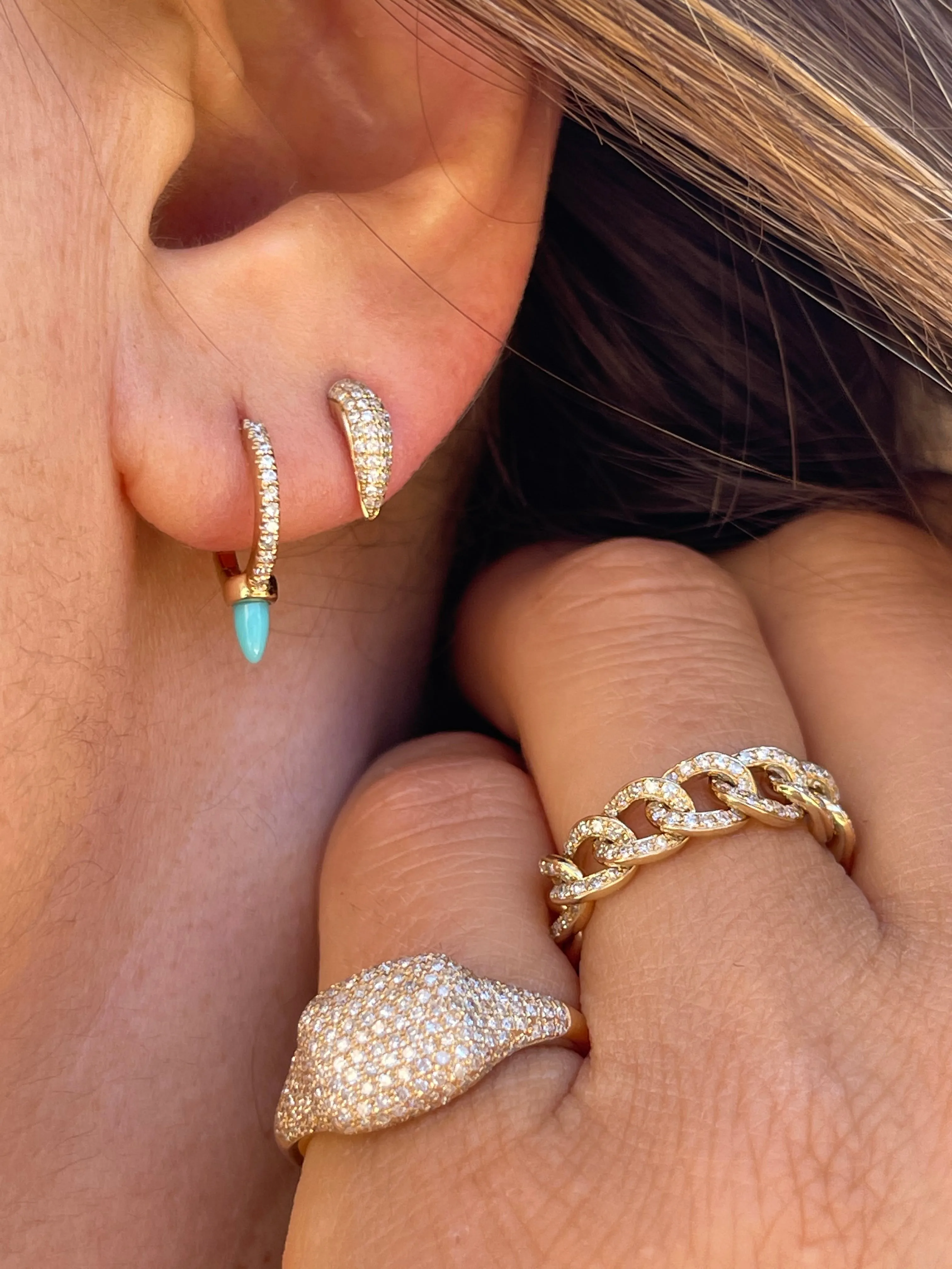 BULLET PROOF -TURQUOISE  AND DIAMOND HUGGY HOOPS