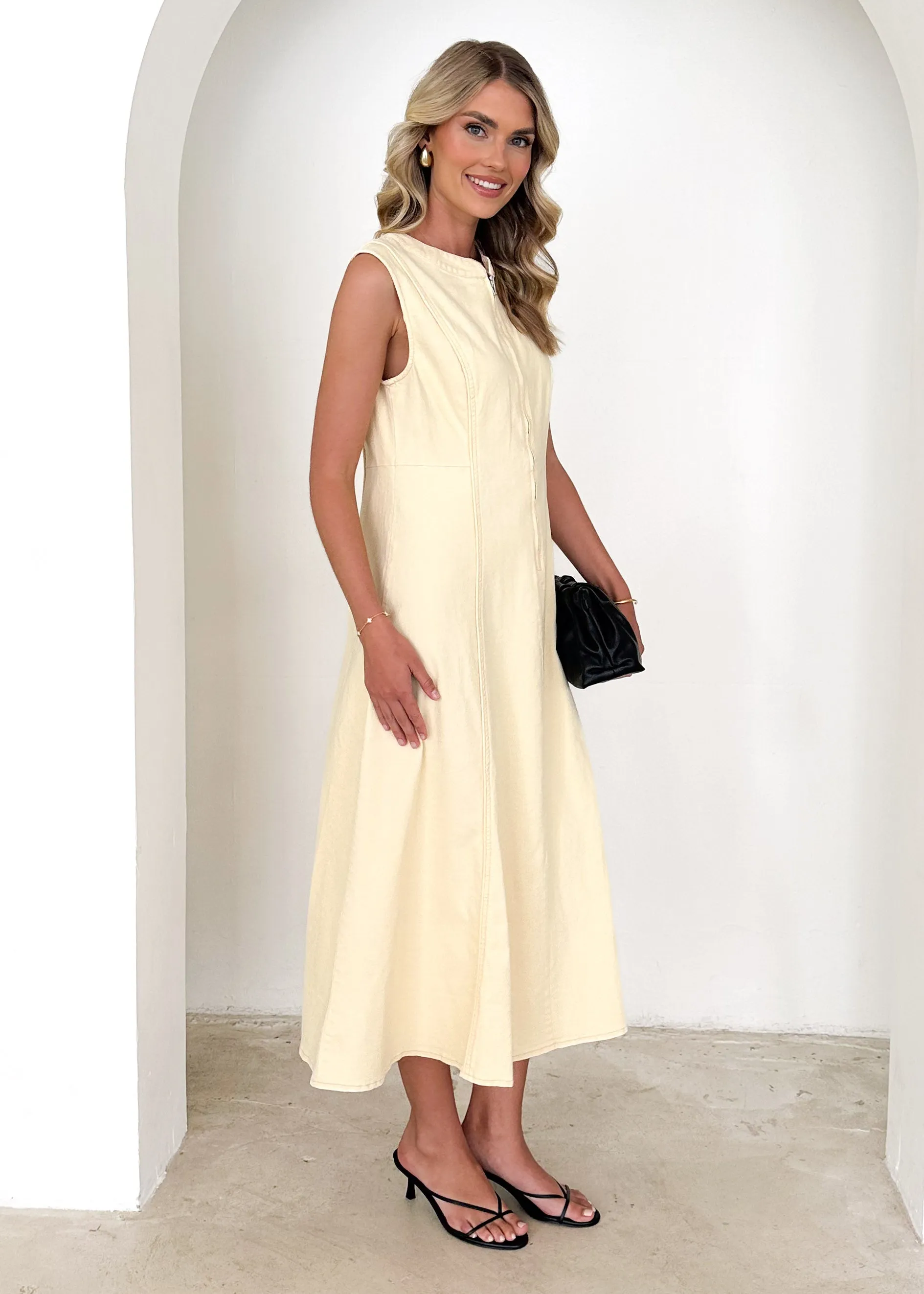 Cameo Midi Dress - Lemon