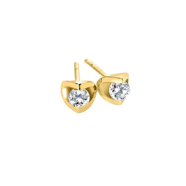 Canadian Diamond 0.60ct Solitaire Earrings in Tension Set in 14K Yellow Gold