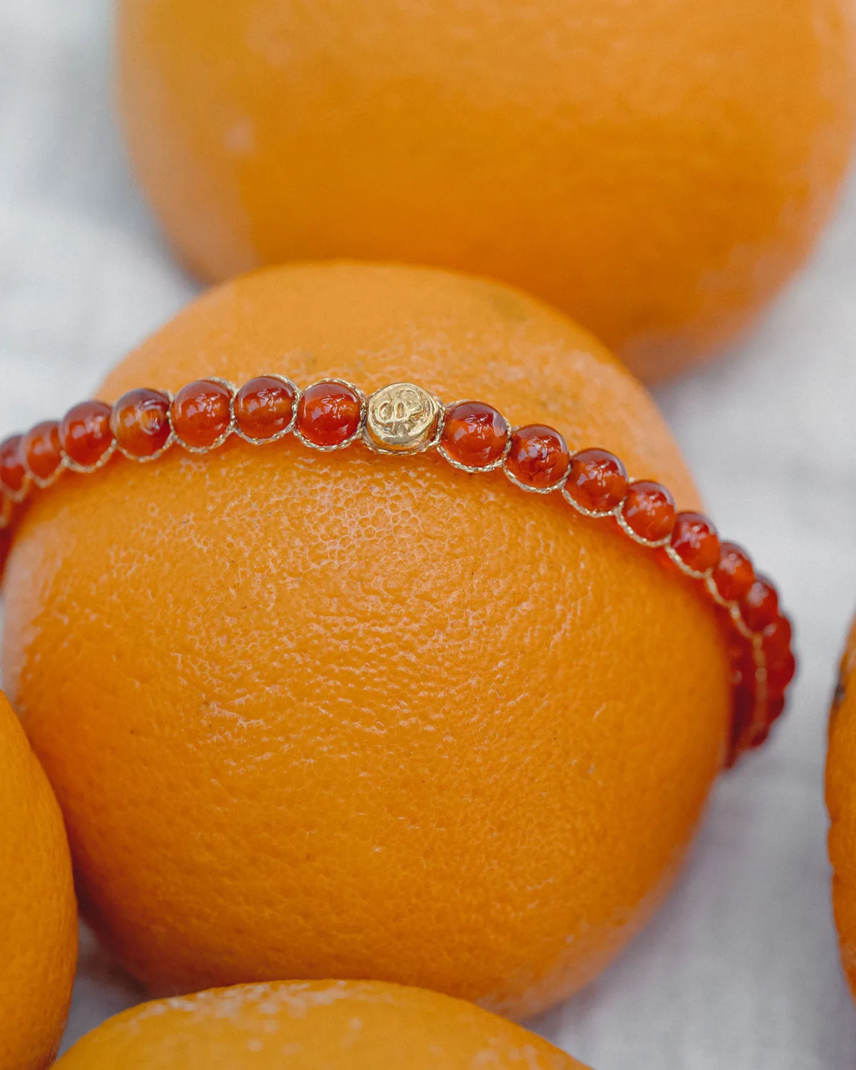 Carnelian 6mm Bracelet | Gold