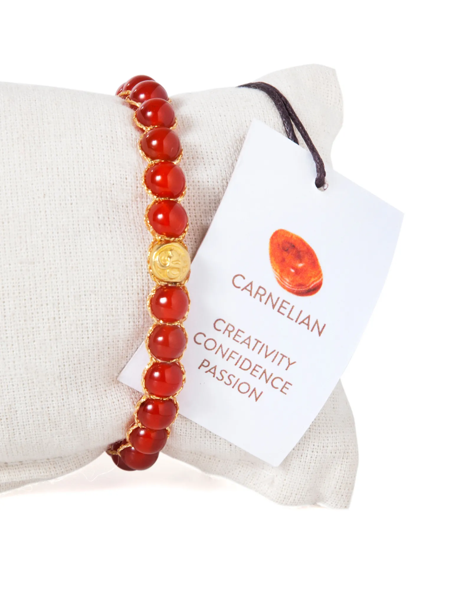 Carnelian 6mm Bracelet | Gold