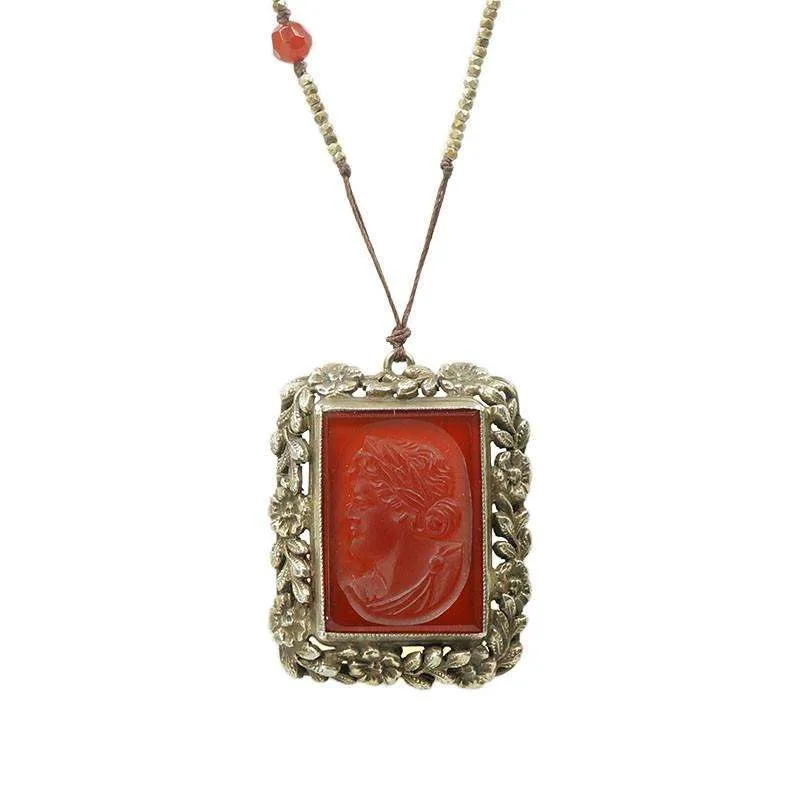 Carnelian and Cut Steel Knotted Necklace by Ancient Influences