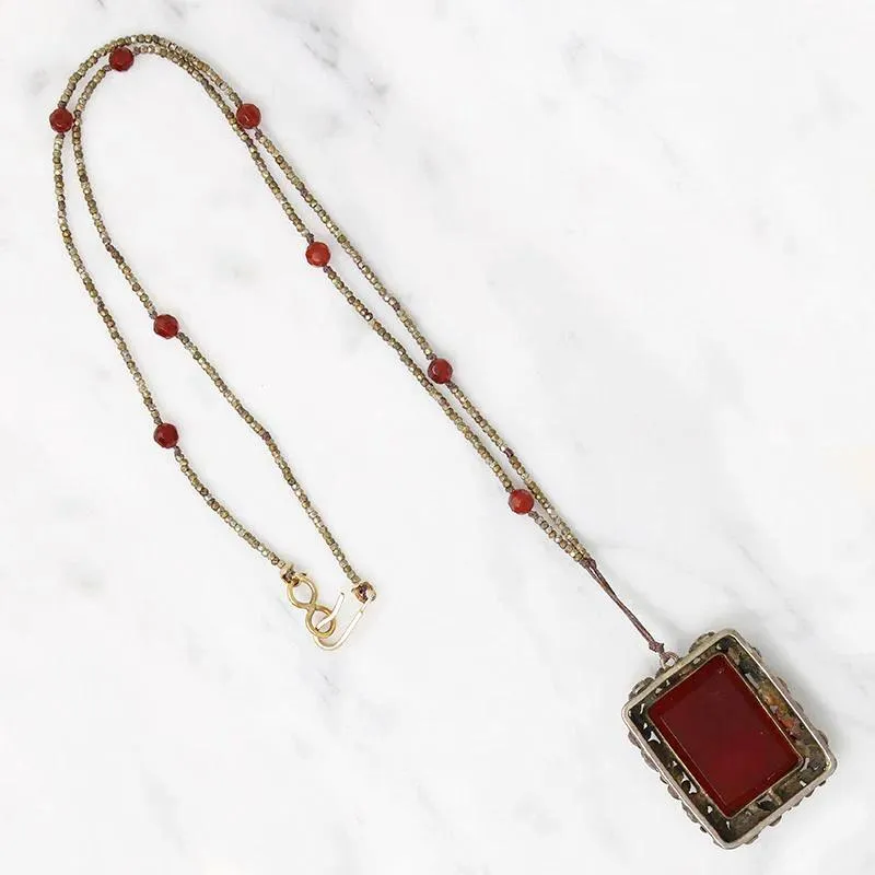 Carnelian and Cut Steel Knotted Necklace by Ancient Influences