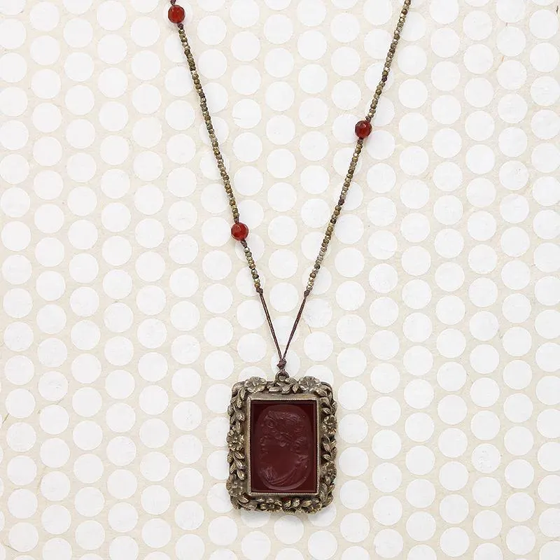 Carnelian and Cut Steel Knotted Necklace by Ancient Influences