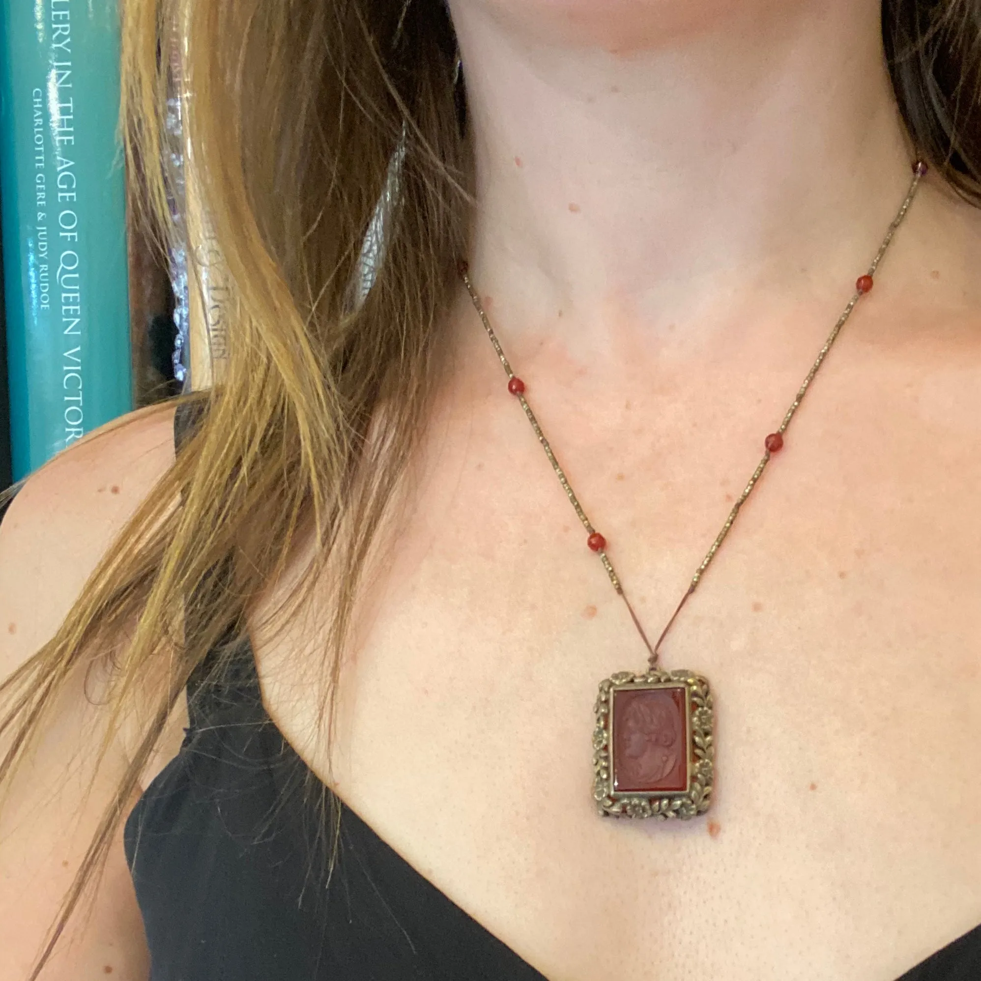 Carnelian and Cut Steel Knotted Necklace by Ancient Influences