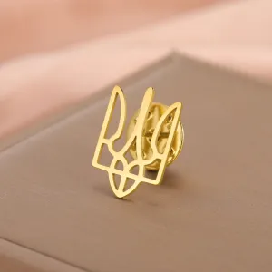 Cazador Ukraine National Symbol Brooch Pin for Men Women Gold Color Stainless Steel Jewelry Suit Collar Badges 2025 Wholesale