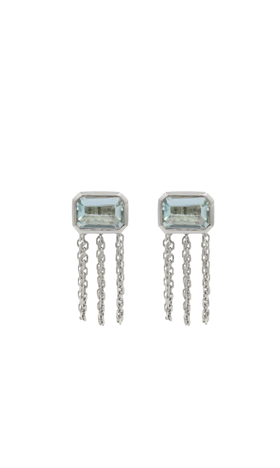 Chain Back Aquamarine Studs
