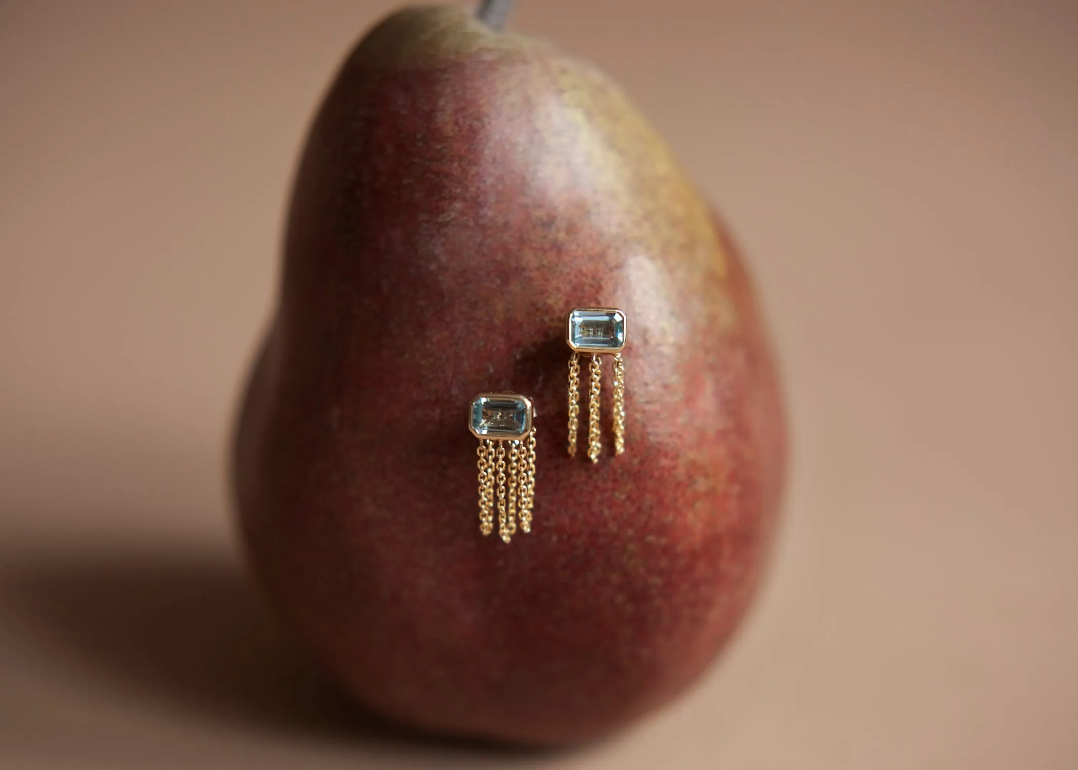 Chain Back Aquamarine Studs